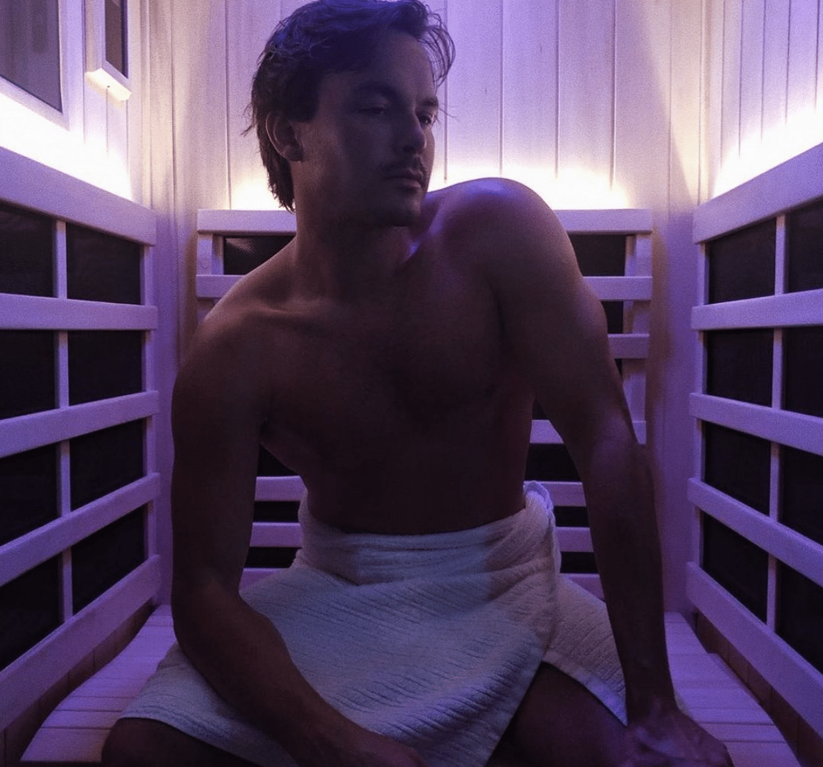 lovely man in infrared sauna photo
